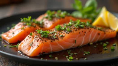 ensalada de salmón a la parrilla